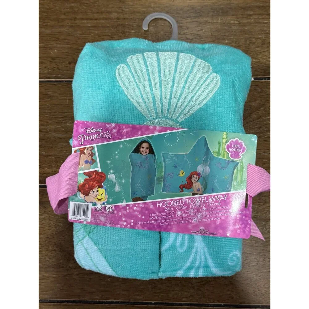 DISNEY Princess Hooded Towel Wrap 100% Cotton (Ariel)